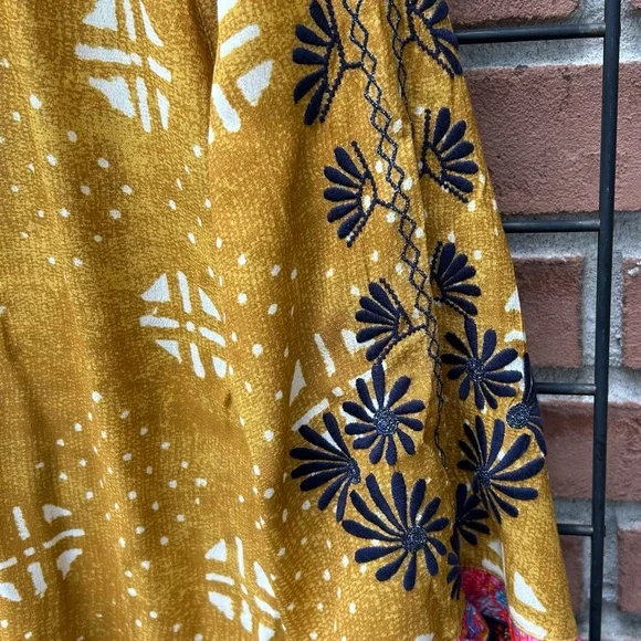 John Mark Mustard and Purple Embroidered Blouse - Picture 4 of 4